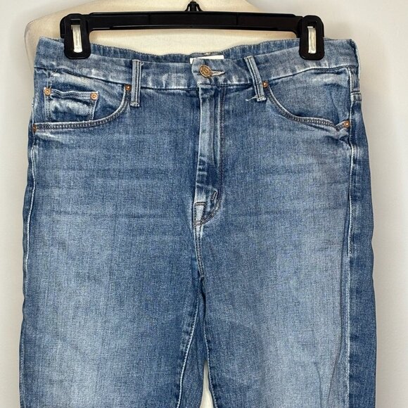 Mother - Blue High Waisted Looker Ankle Fray Jeans - Picture 2 of 4